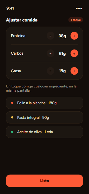 Ajusta cualquier ingrediente en un toque